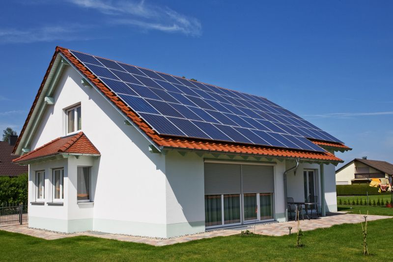 Home with Solar Panels and Clear Sky